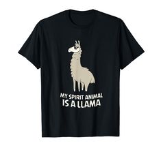 a black t - shirt with an image of a llama