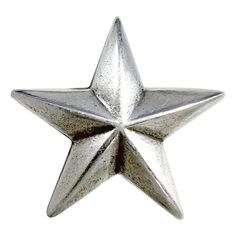 a silver metal star on a white background