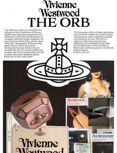 an advertisement for viviene wood the orb with pictures of women's accessories