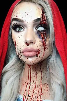 Scary Pretty Halloween Makeup, Fx Halloween Costumes, Women Halloween Costume Ideas Scary, Wig Costumes Halloween, Make Halloween Costumes, Halloween Sfx Makeup Ideas, Halloween Gory Makeup, Fire Costume Makeup, Scary Vampire Costume