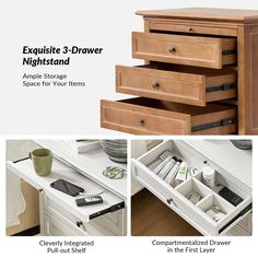 the drawers are open and there is also an extra drawer