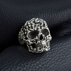 Skull large ring. great choice for everyday use, Silver Skull Men Ring, Unique Skull Ring, Skull Engraved Ring,Skull Punk Ring,Silver Skull Band, Skull Jewelry,Gift Ring,Skull Biker Jewelry MATERIALS: - Solid 925 sterling silver --Brass PRODUCTION METHOD: - Handmade with Care INTERNATIONAL SHIPPING: - We use International Priority Shipping Service - 5-10 Business Days - FREE Shipping PACKAGING: - All handmade sterling silver rings are nicely packaged ready to gift in elegant jewelry boxes. - Gif Silver Punk Skull Ring For Halloween, Punk Sterling Silver Skull Ring, Sterling Silver Skull Ring In Punk Style, Gothic Silver Skull Ring, Symbolic Silver Skull Ring For Halloween, Silver Symbolic Skull Ring For Halloween, Silver Punk Rings With Skull Print, Silver Skull Ring Punk Style, Silver Punk Skull Ring