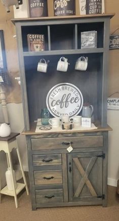 an old fashioned coffee shop has been converted into a display cabinet