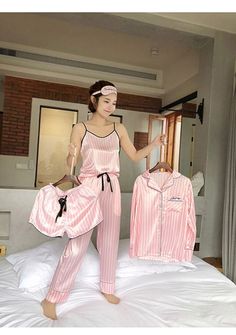 Pajamas Silk, Striped Pajamas, Pijamas Women, Satin Pyjamas, Pajama Fashion, Women Sleepwear, Cute Sleepwear, Cute Pajama Sets