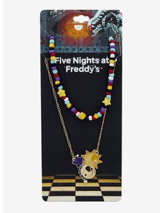 Five Nights At Freddy's: Security Breach Chibi Sun & Moon Bead Necklace Set | Hot Topic Circe Cosplay, Fnaf Jewelry, Random Stuff To Buy, Fnaf Items, Fnaf Clothes, Sun Cosplay, Fnaf Merch, Superstar Daycare, Sun Outfit