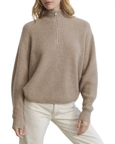 Jenni Kayne Cashmere Half Zip Sweater Burberry Outfit, Half Zip Sweater, Athletic Accessories, Jenni Kayne, Holiday Tops, Burberry Shoes, Shoe Boutique, Half Zip Sweaters, Zip Sweater