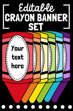 the editable crayon banner set