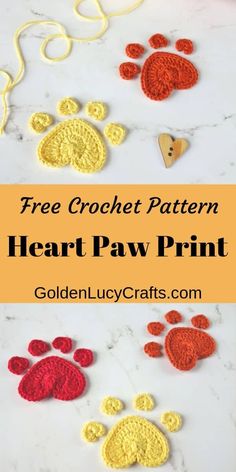 crochet pattern for a heart paw print