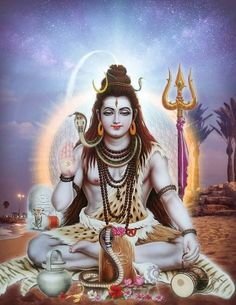 the hindu god sitting in lotus position with his hands up and two other items around him