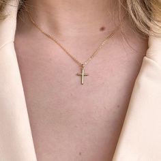 14k Cross Charm - Nashelle Simple Everyday Cross Jewelry, Minimalist Tarnish Resistant Cross Pendant Jewelry, Classic Everyday Cross Pendant Necklace, Everyday Classic Cross Pendant Necklace, Classic Everyday Cross Necklace, Minimalist 14k Gold Cross Pendant Jewelry, Minimalist Rose Gold Cross Pendant Jewelry, Minimalist Rose Gold Cross Pendant Necklace, Minimalist Rose Gold Cross Pendant