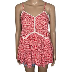 No Flaws, Offers Always Welcome! Sleeveless Summer Holiday Tops, Sleeveless Tops For Summer Holiday, Cute Red V-neck Top, Cute Red Tops For Vacation, Cute Red Summer Tank Top, Holiday Sleeveless Cotton Top, Red Spaghetti Strap Camisole For The Beach, Red Camisole Top For Vacation, Red Cotton Camisole For Summer