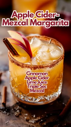 an apple cider mexican margarita with cinnamon and apples