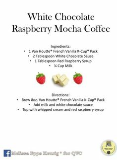 white chocolate raspberry mocha coffee with strawberries on the side and text