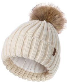 PRICES MAY VARY. 🎁GREAT QUALITY: Beautifully and softly knitted. Knit part is 100% soft acrylic,pom pom is high quality faux raccoon fur. Great fit for both little boys and little girls alike. 🎁GREAT FIT: Two Size,the fit ranges from baby and toddler to kids and children. The beanie for children with elastic,has plenty of stretch , head circumference 15.7"- 21.2" (40cm - 54cm),diameter is about 15cm and 16cm.Ideal for many kids age 0-2 T and 2-8 years. 🎁PomPom Hat - The winter slouch hat with Boys Beanie, Fur Pom Pom Hat, Girls Winter Hats, Kids Winter Hats, Knitted Hats Kids, Bobble Hat, Kids Beanies, Winter Knit Hats, Toddler Hat