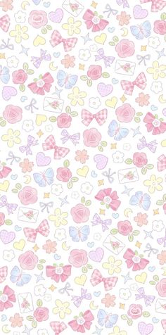 a white background with many different types of bows and hearts on the bottom right corner