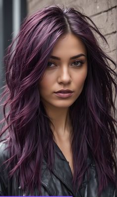 Brunette Fall Hair 2024, Fall Hair Colors 2024, Orange Hairstyles, Eggplant Colored Hair, Violet Brown Hair, Fall Hair Colors For Brunettes, Best Fall Hair Colors, Red Purple Hair, Purple Brown Hair