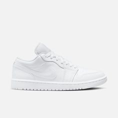 Style No. DV0990-111 Color: White/White/White The AJ1 Low has all the looks of the hoops original, with less weight and a sleek profile. Plus, they go with any 'fit—just lace up and go. Nike Air technology absorbs impact for cushioning with every step. Genuine and synthetic leather and textile materials combine for lightweight durability and a great fit. Air Jordan 1 Low Women's Shoes. Classic White High-top Sneakers With Laces, Classic White Low-top Basketball Shoes, White Lace-up Basketball Shoes With Perforated Toe Box, Classic White Lace-up Basketball Shoes, Classic White Basketball Shoes, Lace-up Basketball Shoes With White Sole And Laces, Low-top Basketball Shoes With White Sole And Laces, Streetwear Basketball Shoes With White Sole And Laces, Air Jordan 1 Low Outfit Women