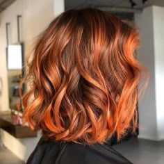 Balayage Hair Orange Copper, Auburn Hair Red Highlights, Copper Highlights Short Hair, Red Hair Orange Highlights, Short Copper Hair With Dark Roots, Lived In Copper Hair, Copper Balayage Short Hair, Copper Balayage Bob, Copper Ombre Hair