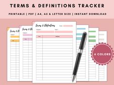 the printable worksheet is shown with three sheets and a pen on top