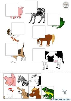 an animal matching activity for kids to learn how to make their own pictures with the same animals