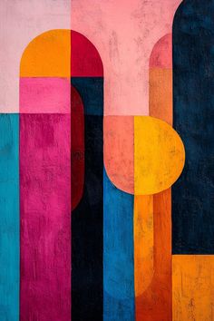 an abstract painting with different colors and shapes