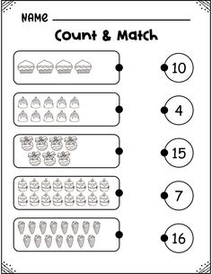 a printable worksheet for counting the numbers to 10 with cupcakes