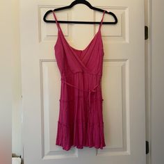 Perfect Condition. Never Worn. Pink Mini Dress With Tie Waist For Beach, Sundress Mini Dress With Tie Waist For Vacation, Rain Dress, Pink Sundress, Blue Rain, Sundress, Mini Dress, Womens Dresses, Pink