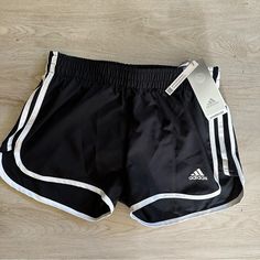 Size Xs 3 Inch Inseam New With Tags Black Workout Shorts With Three Stripes, Black Three Stripes Workout Shorts, Casual Running Shorts With Three Stripes, White Adidas Training Shorts, Adidas Black Running Shorts, Adidas White Gym Shorts, Adidas Running Shorts For Summer, Athletic Shorts Women, Adidas Floral