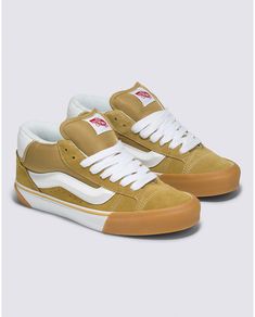 Retro Mid-top Skate Shoes With Gum Sole, Retro Synthetic Skate Shoes With Rubber Sole, Retro Synthetic Skate Shoes, Retro High-top Vans Skate Shoes, Retro Vans High-top Skate Shoes, Vans Mid, Crazy Sneakers, Tennis Vans, Mid Top Shoes