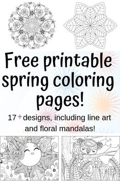 the free printable coloring pages for adults and children to color with flowers, butterflies, and