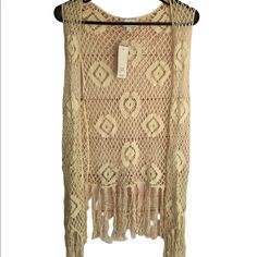 Brand New With Tags. Cream Color. Wowo Brand. This Will Be Shipped In A Bubble Mailer. 271 Crochet Vest, Bubble Mailer, Cream Color, Bubbles, Jackets & Coats, Jackets For Women, Brand New, Cream, Tags