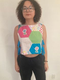 Side- tie patchwork tank top. Made from vintage fabrics.  Size Medium. Patchwork Tank Top, Encinitas California, Vintage Fabrics, Womens Tank, Womens Clothing Tops, Favorite Outfit, Tank Tops Women, Art Collection, Bathing Beauties