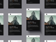 a series of brochures designed to look like skyscrapers with black and white colors