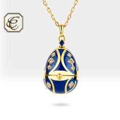 "Royal Blue Locket Necklace / Vintage Style Necklace with Diamond and 18K Gold / Guilloche Enamel Easter Egg Pendant/ Fine Jewelry By Chelebi Royal Blue Locket Egg Necklace is set with natural diamonds and enameling with glass enamel. It is 18K solid yellow gold also Enamel and diamonds are used in the chain of the necklace. The Guilloche patterns on the bottom of the transparent enamel are completely hand-engraving. This Enamel Egg Locket will be a great choice for daily use or gifting. DETAILS Gold Necklace Vintage, Egg Necklace, Natural Blue Diamond, Locket Necklace Vintage, Diamond Locket, Necklace With Diamond, Vintage Style Necklace, Guilloche Enamel, Cartilage Earrings Hoop