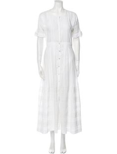 LoveShackFancy ShirtdressWhiteLace Trim EmbellishmentShort Sleeve with Square NecklineButton Closure at FrontDesigner Fit: Dresses by LoveShackFancy typically fit true to size. White Feminine Button-up Shirt Dress, Feminine White Shirt Dress For Daywear, White Feminine Button-up Dress, White Button-up Feminine Shirt Dress, White Button-up Feminine Dress, Feminine White Short Sleeve Shirt Dress, White Short Sleeve Feminine Shirt Dress, Feminine Fitted White Shirt Dress, Accessories Jacket