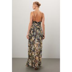 Multicolor floral satin (61% Linen, 39% Silk). Lining (100% Rayon). A-line. Side zipper closure. 56.6" from shoulder to hemline. Imported. Elegant A-line Floral Evening Dress, Multicolor Silk A-line Maxi Dress, Floral Print A-line Dress For Gala, Chic A-line Floral Printed Dress, Elegant Silk Floral Dress For Garden Party, Multicolor A-line Maxi Dress For Cocktail, Elegant Silk Maxi Floral Dress, Silk Multicolor Floral Print Maxi Dress, Multicolor Silk Floral Print Maxi Dress