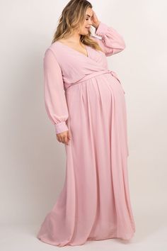 Light Pink Chiffon Long Sleeve Pleated Plus Maternity Maxi Dress – PinkBlush Maternity Maxi Dress, Light Pink Dress, Pink Chiffon, Maternity Maxi, Pregnancy Maxi Dress, Pink Blush Maternity, Chiffon Long Sleeve, Plus Size Pregnancy, Maternity Fashion