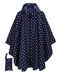 PRICES MAY VARY. PREMIUM WATERPROOF MATERIAL - 100% Polyester. Strong waterproof backing with heat-sealed seams, Waterproof, quick-drying, touched soft, comfortable, windproof. ONE SIZE DESIGN - This rain poncho is featured with a wide brim hat hooded with drawstrings, keeping your whole body dry in the rain. The zipper closure in the front and 4 snap buttons on each sleeve with an elastic strap are convenient and secure. Its front pocket is quite roomy to store your small objects and keep them Travel Windbreaker For Rainy Season With Pockets, Travel Windbreaker With Pockets For Rainy Season, Rainy Season Travel Windbreaker With Pockets, Outdoor Raincoat With Pockets For Rainy Season, Rainy Season Outdoor Raincoat With Pockets, Raincoat With Pockets For Rainy Season, Navy Hooded Raincoat For Outdoor, Navy Winter Raincoat For Outdoor Use, Navy Winter Outdoor Raincoat