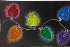 a chalk drawing of christmas lights on a string