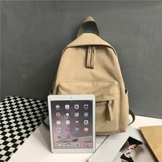 Lkblock Fashion Backpack Canvas Women Backpack Anti-theft Shoulder Bag New School Bag For Teenager Girls School Backapck Female Bag Decoration, Girls School, Junior High School, Blue Khakis, Student Backpacks, New School, Rain Cover, College Fashion, Anti Theft