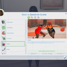 an image of a woman playing basketball on the computer screen with other screenshots