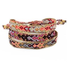 Sale Trendy Hand-strung Friendship Bracelets For Festivals, Trendy Festival Hand-strung Friendship Bracelets, Pink Woven Jewelry For Friendship, Multicolor Resizable Wrap Bracelet For Festival, Resizable Multicolor Wrap Bracelet For Festival, Resizable Hippie Friendship Bracelets, Casual Gold Friendship Bracelets For Festival, Bohemian Hand-strung Braided Bracelets For Friendship, Multicolor Wrap Bracelet With Sliding Knot For Friendship