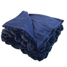 a blue blanket folded on top of each other