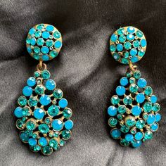 Beautiful Oscar De La Renta Clip On Statement Earrings! Open To Offers Turquoise Jewelry, Clip On, Statement Earrings, Color Blue, Blue Color, Women Jewelry, Turquoise, Collage, Skin