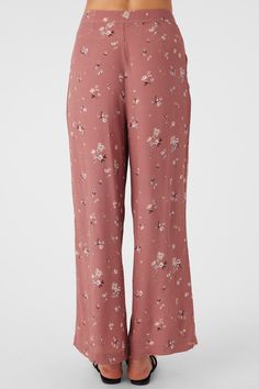 Laid-back, flowy woven pant that radiates effortless style. It features a wide leg fit and allover print. O'Neill Women's woven pant 28" Inseam 12" Rise Front patch pockets Mid-rise with zipper and button fly Wide-leg fit Allover print 100% Viscose crepe Floral Print Wide Leg Bottoms In Viscose, Spring Printed Rayon Bottoms, Spring Viscose Wide Leg Ankle-length Pants, Spring Ankle-length Wide Leg Viscose Pants, Spring Ankle-length Viscose Wide Leg Pants, Casual Printed Rayon Bottoms, Printed Rayon Wide-leg Pants, Spring Floral Print Viscose Bottoms, Floral Print Wide Leg Loungewear Pants