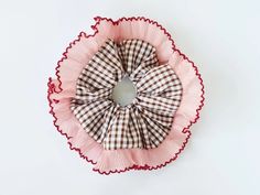 Brown Gingham Scrunchie With Pink Frilling Trim Handmade in UK - Etsy UK Colorful Scrunchie, Brown Gingham, Hair Accessories Ponytail, Scrunchie Styles, Silk Gifts, Bridesmaid Box, Bridesmaid Proposal Gifts, Check Fabric, Elastic Hair Ties