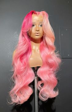 30 Inch Highlight Pink Blonde Orange Body Wave Custom Wigs Light Pink 13x4 HD Lace Frontal Human Birthday Hair, Loc Journey, Protective Hairstyles Braids, Pink Wig, Pretty Hair Color, Human Virgin Hair, Celebrity Hair Stylist, Hot Hair Styles