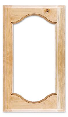 a wooden frame with a white background and some wood trimmings on the edges