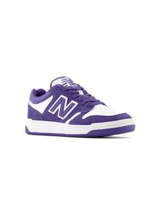 purple/white calf leather panelled design suede panels appliqué logo logo patch at the tongue branded heel counter perforated toebox round toe front lace-up fastening branded leather insole flat rubber sole New Balance Kids, Sneakers Purple, Dress With Jean Jacket, Baby Boy Accessories, Gucci Kids, Dolce And Gabbana Kids, Girls Shoes Kids, Kids Jordans, Boys Accessories