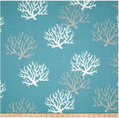 a blue background with white corals on it